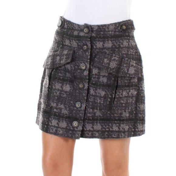 RACHEL ROY Eyelash Tweed Cargo Mini Skirt Charcoal Gray Dark Navy Taupe Tan 4 - Picture 11 of 11